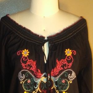 Anthropologie Off the Shoulder Embroidered M